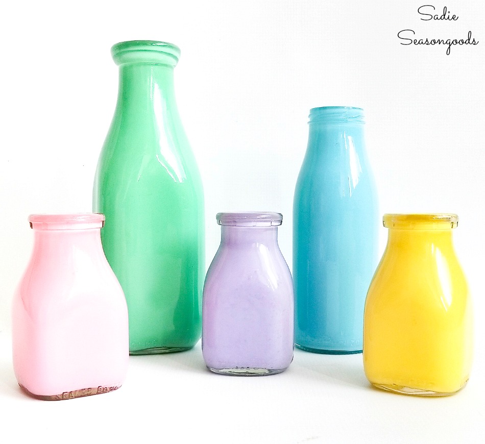 Cute vases from glass milk bottles