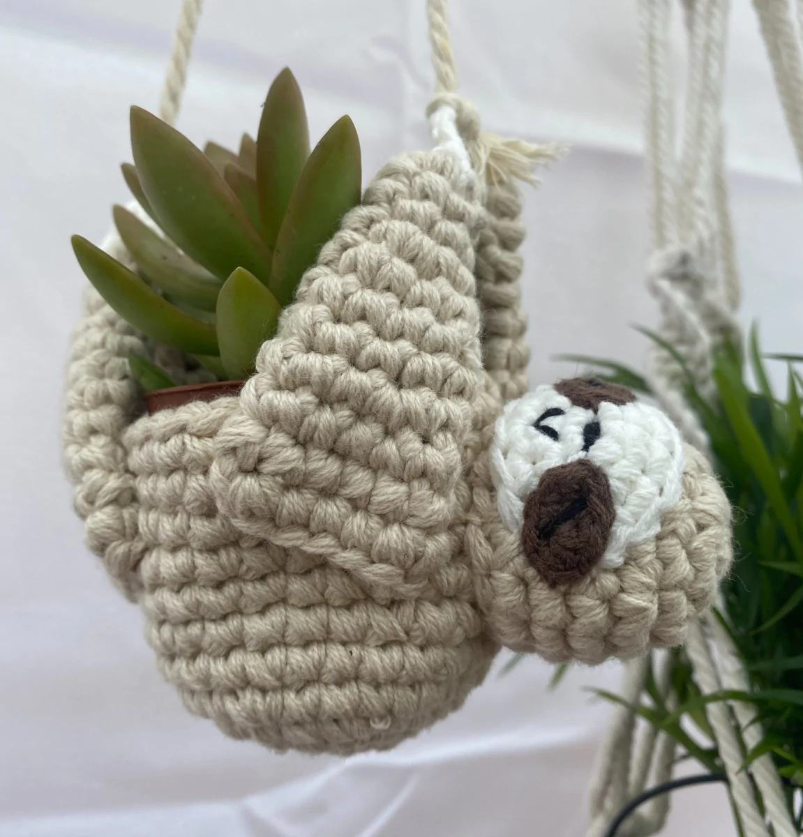 Sloth Crochet Hanging Planter