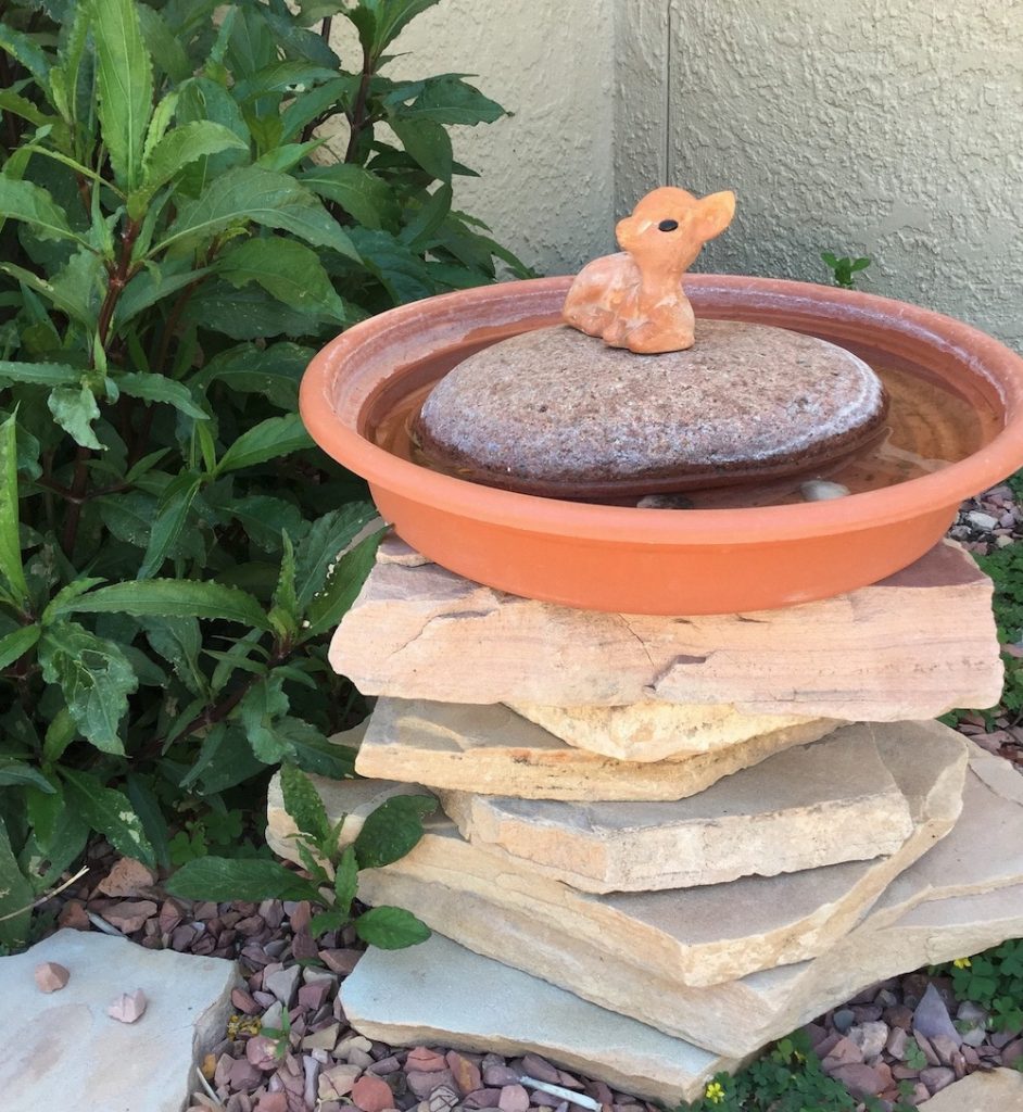 Stacked stone DIY bird bath bowl